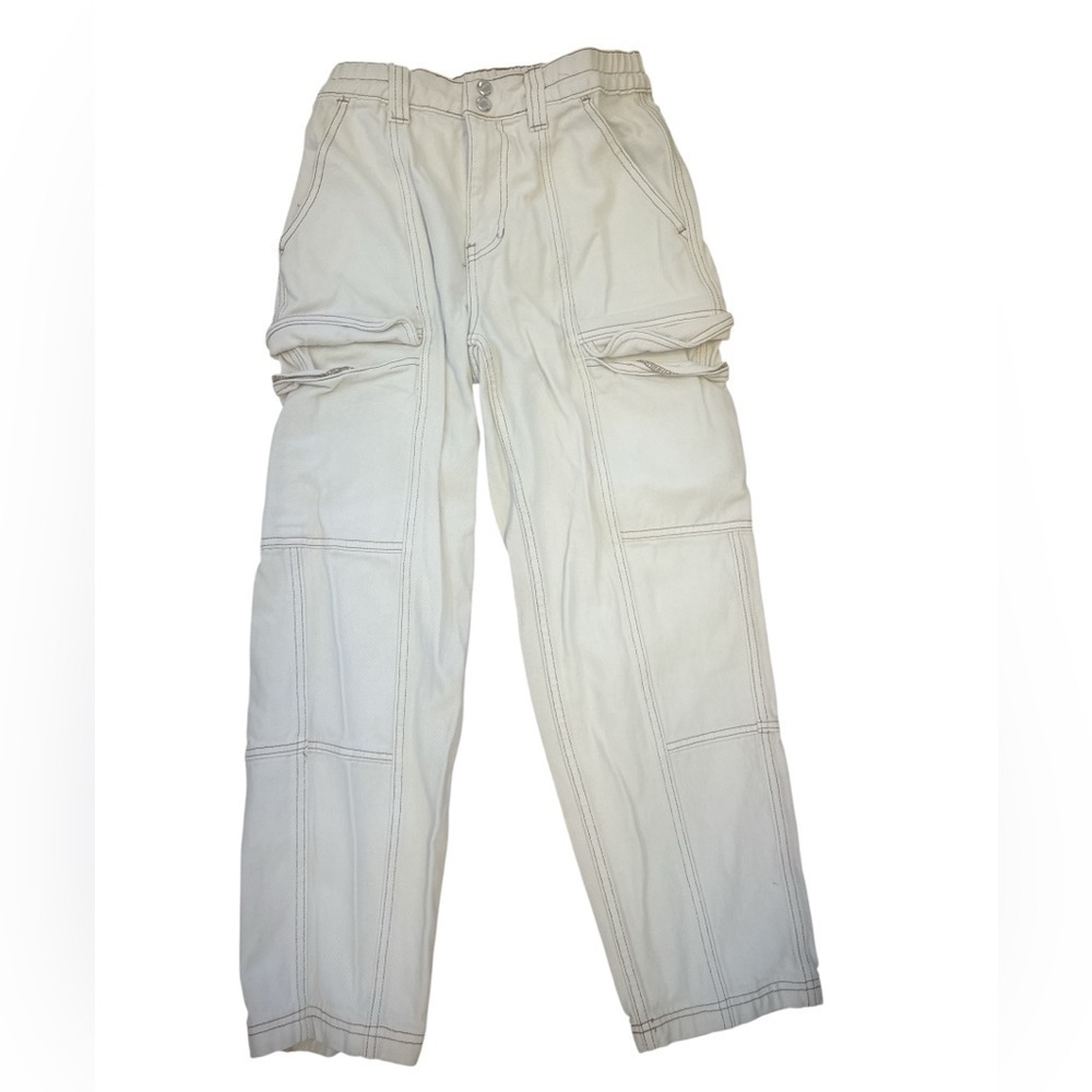 Pac Sun Elastic Waist Cargo Pants off white/cream Women’s Size Small y2k